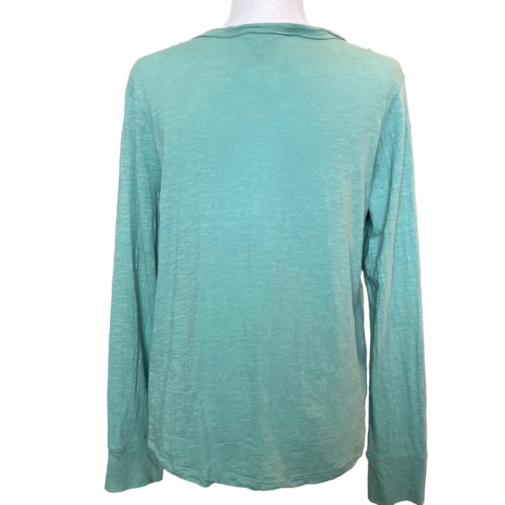 Caslon Women’s tie front long sleeve V-neck button down slub cotton top, Sz XS - Picture 10 of 13